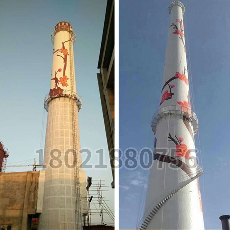 煙囪外壁梅花圖設（shè）計裝飾（shì）繪畫